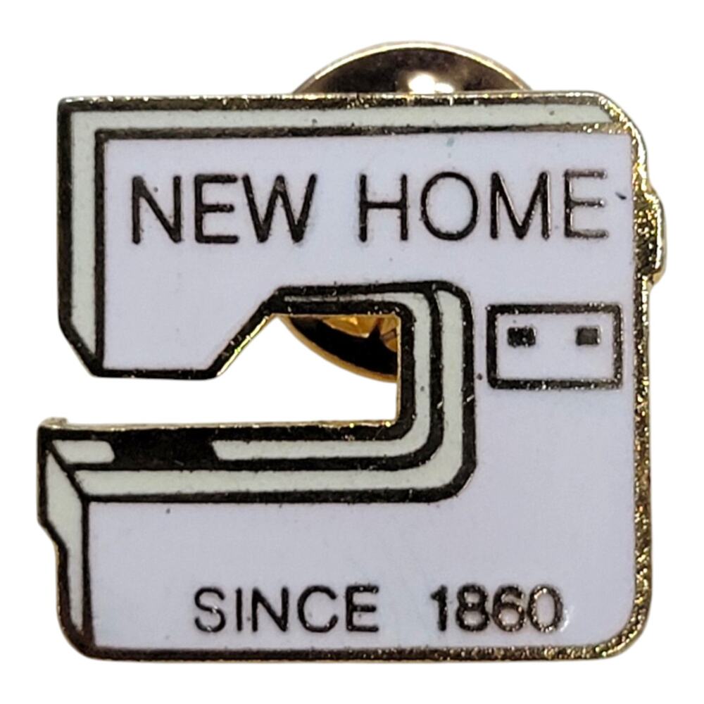 Vintage New Home Sewing Machine Since 1860 Enamel Lapel Pin Gold Tone Promo